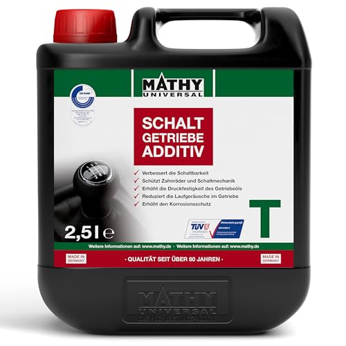 MATHY-T Schaltgetriebeöl-Additiv (2,5 l) - Verschleißschutz für Schaltgetriebe & Hinterachsen - Getriebeöl-Zusatz - Verbessert die Schaltung - Reduziert Verschleiß - Öl-Zusatz für SAE 75 bis 140 von MATHY