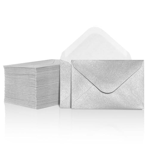 Geschenkkarten-Umschläge – 100 Mini-Umschläge, Papier-Visitenkarten-Umschläge, kleine Umschläge für kleine Notizkarten, Silber, 10,2 x 6,9 cm von MATICAN