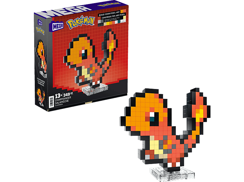 MATTEL MEGA Pokémon - Glumanda Pixel Bausatz, Rot von MATTEL