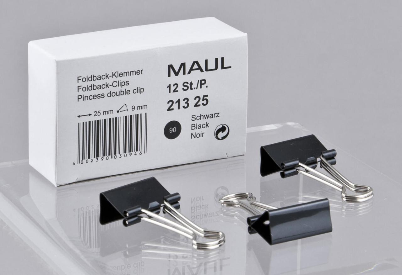 MAUL Foldbackklammern Multiclips 25mm schwarz 12st. 2132590 schwarz 2.5 cm von MAUL