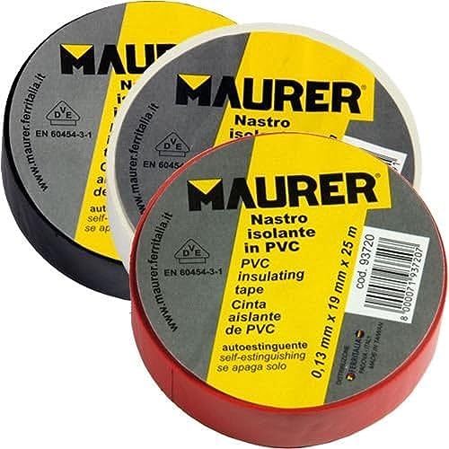Cinta Aislante Profesional PVC 19 mm, x 25 metros x 0,13 mm espesor, Roja, Cinta Aislante Profesional PVC 19 mm, x 25 metros x 0,13 mm espesor, Roja, von MAURER