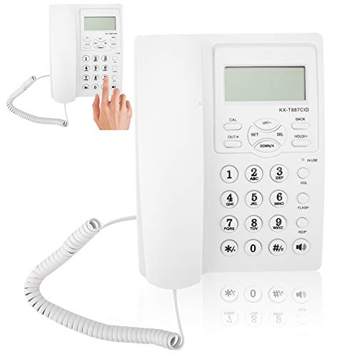 Mavis Laven Schnurgebundenes Telefon, LCD-Display Kabelgebundenes Telefon Freisprech-Telefon mit Freisprechfunktion 3-Gruppen-Alarme Tischtelefon für das Home Office(Weiß) von MAVIS LAVEN