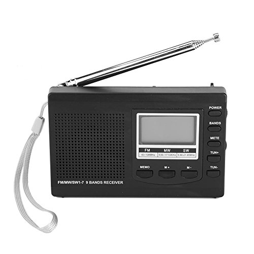 Tragbare Mini-Radios FM/MW/SW-Empfänger mit digitalem Wecker FM-Radioempfänger mit Antenne(schwarz) von MAVIS LAVEN