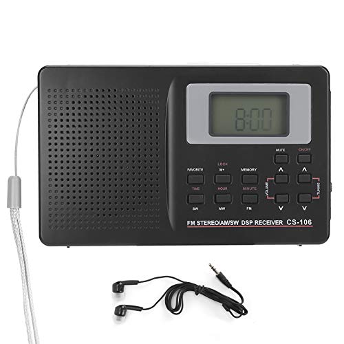 Tragbarer Hochempfindlicher CS-106-Vollband-Radio-Mini-FM/AM/SW/MW/LW/TV-Empfänger mit Digitaluhr-Kopfhörer von MAVIS LAVEN