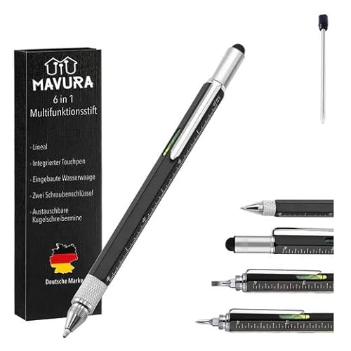 6in1 Multifunktionskugelschreiber Multifunktionsstift Stift mit Wasserwaage Lineal Kreuzschraubendreher Schlitzschraubendreher Geschenk Männer Gadget von MAVURA