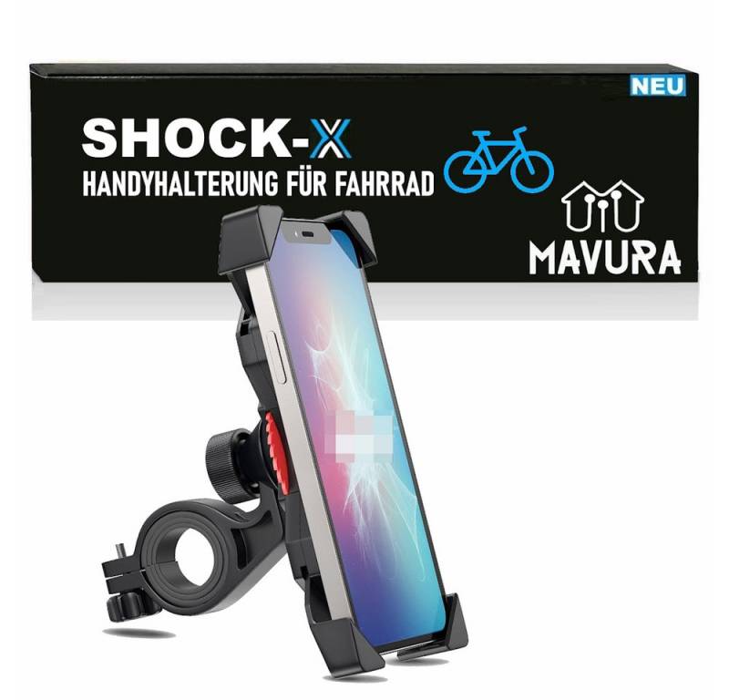 MAVURA SHOCK-X Universal Fahrrad Motorrad Handy Smartphone Halterung Handy-Halterung, (Handyhalter für 3,5-6,5 Zoll Smartphone mit 360° Drehbar) von MAVURA