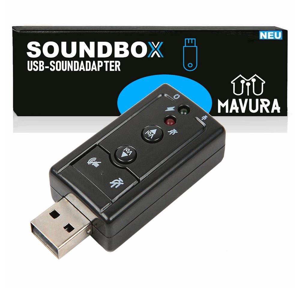 MAVURA SOUNDBOX USB Soundkarte Audio Adapter 7.1 Surround Sound USB-Soundkarte, Soundadapter extern von MAVURA