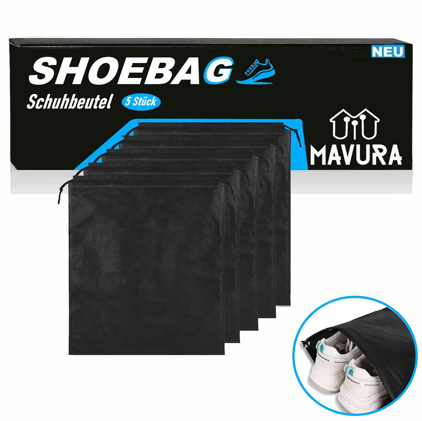 MAVURA Schuhbeutel SHOEBAG Schuhorganizer Schuhtasche Stiefel Schuh Beutel Wäschesack, Organizer Turnbeutel Schuhbeutel Wasserdicht [5er Set] von MAVURA