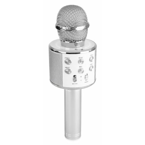 Karaoke Mikrofon, Drahtloses Bluetooth Mikrofon zum Singen mit Lautsprecher, Karaoke Spielzeug Kinder, Heim Karaoke Maschine, Tragbares KTV Lautsprecher Recorder für Android/iPhone/iPad/PC - Silber von MAX