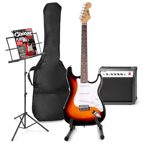 MAX GigKit E-Gitarre Set - Gitarrenverstärker 40 Watt, Elektrische Gitarrenset, Gitarrrenständer, Notenständer, Gitarrentasche, Stimmgerät, Instrumentenkabel, Gurt und Zubehör - Sunburst MAX GigKit E-Gitarre Set - Gitarrenverstärker 40 Watt, Elektrische Gitarrenset, Gitarrrenständer, Notenständer, Gitarrentasche, Stimmgerät, Instrumentenkabel, Gurt und Zubehör - Sunburst von MAX