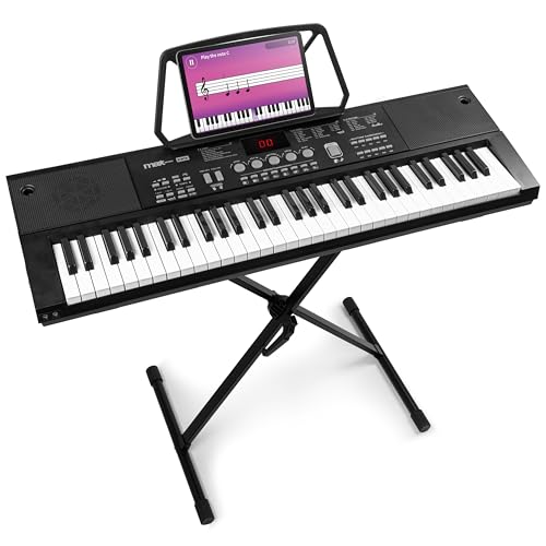 MAX KB15 - Keyboard Piano mit 61 Tasten, Mikrofon und Display, Keyboard mit Ständer, 8 Stunden Akku, 70 Songs & Klangarten, 8 Percussions, Lern-Funktion, Klavier Keyboard Anfänger Kinder, USB-C von MAX