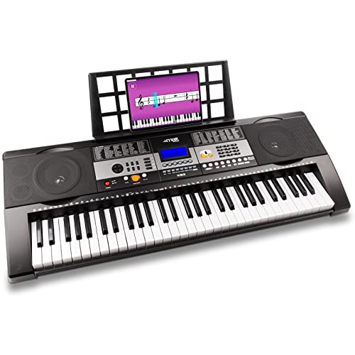 MAX KB3 - Digital Piano Keyboard für Anfänger, 61 Tasten, Keyboard Anschlagdynamik mit USB MP3 Player, 200 Sounds, 200 Rhythmen, Notenständer, Begleitautomatik, E Klavier, Keyboard Piano - Schwarz von MAX