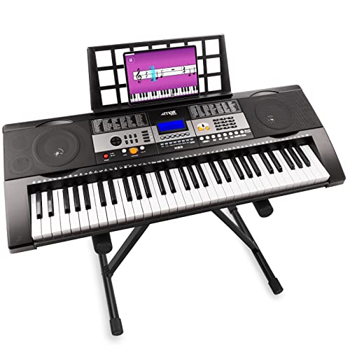 MAX KB3 - Digital Piano Keyboard für Anfänger, Keyboard mit Ständer, Anschlagdynamik, USB MP3 Player, 200 Sounds, 200 Rhythmen, Begleitautomatik, E Klavier, Keyboard Piano - Schwarz von MAX