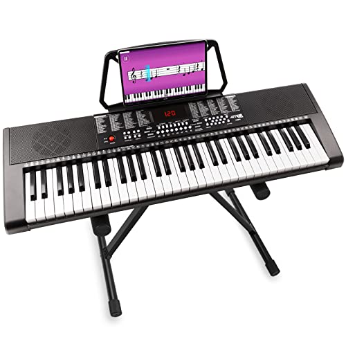 MAX KB4 - Digital Piano Keyboard 61 Tasten, Keyboard mit Ständer, Notenständer, 255 Sounds, 255 Rhythmen, 50 Demos, Aufnahmefunktion, Begleitautomatik, Keyboard für Anfänger - Schwarz von MAX