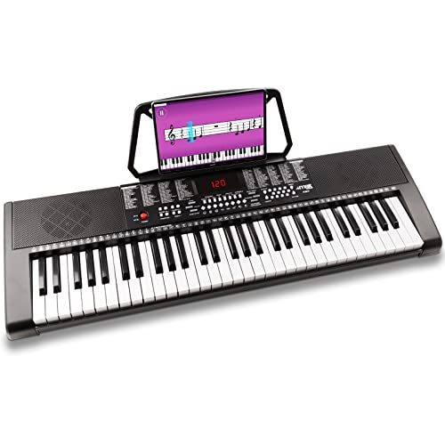 MAX KB4 - Keyboard Piano, 61 Tasten, Notenständer, 255 Sounds, 255 Rhythmen, 50 Demos, Begleitautomatik, Digital Piano Keyboard für Anfänger - Schwarz von MAX