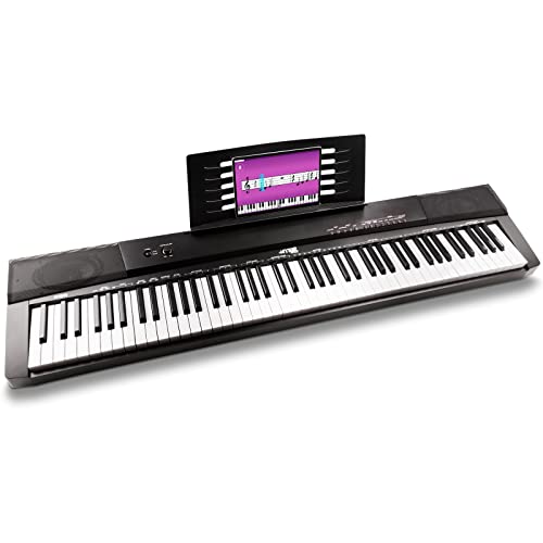 MAX KB6 E Piano 88 Tasten, Stage Piano Keyboard mit Anschlagdynamik, USB Midi Anschluss, Sustain Pedal, MP3-Player und Aufnahmefunktion, Digital Piano, E Klavier, Studio Midi Keyboard - Schwarz von MAX