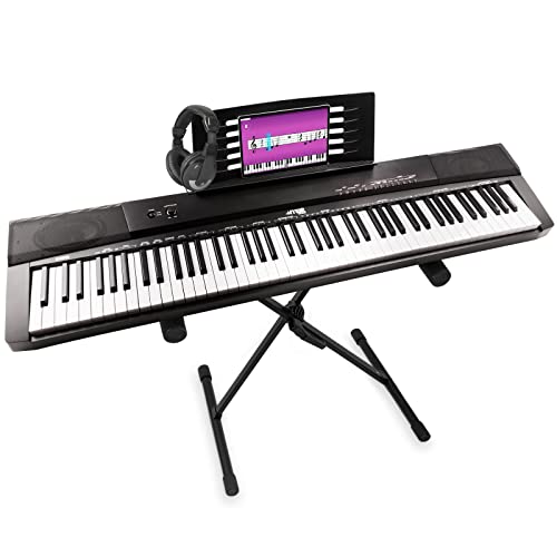 MAX KB6 Keyboard E-Piano mit 88 Tasten, Digitalpiano mit Anschlagdynamik, Keyboardständer, Kopfhörer, Notenständer, Sustain Pedal, E Klavier mit MP3-Player und Aufnahmefunktion von MAX