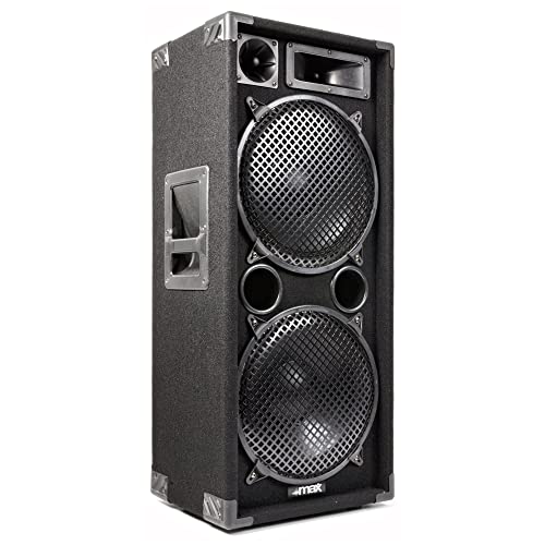 MAX MAX212 Passive PA Lautsprecher, 1400 Watt Partybox mit Griffe, 2 x 12 Zoll Doppel-Tieftöner, Passiv, DJ Party Lautsprecher, Lautsprecherbox, Schwarz von MAX