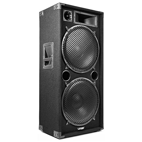 MAX MAX215 Passive PA Lautsprecher, 2000 Watt Partybox mit Griffe, 2 x 15 Zoll Doppel-Tieftöner, Passiv, DJ Party Lautsprecher, Disco Lautsprecherbox, Schwarz von MAX