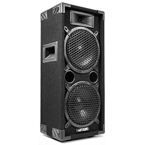 MAX MAX28 Passive PA Lautsprecher, 800 Watt Partybox mit Griffe, 2 x 8 Zoll Doppel-Tieftöner, Passiv, DJ Party Lautsprecher, Disco Lautsprecherbox, Schwarz von MAX