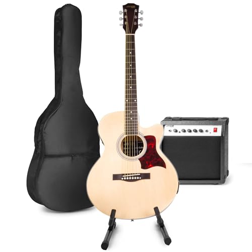MAX ShowKit Elektrische Akustikgitarre, Akustische E-Gitarre Set - Gitarrenverstärker 40 Watt, Gitarrenständer, Gitarren-Stimmgerät, Gitarrentasche und Plektrum - Natur MAX ShowKit Elektrische Akustikgitarre, Akustische E-Gitarre Set - Gitarrenverstärker 40 Watt, Gitarrenständer, Gitarren-Stimmgerät, Gitarrentasche und Plektrum - Natur von MAX