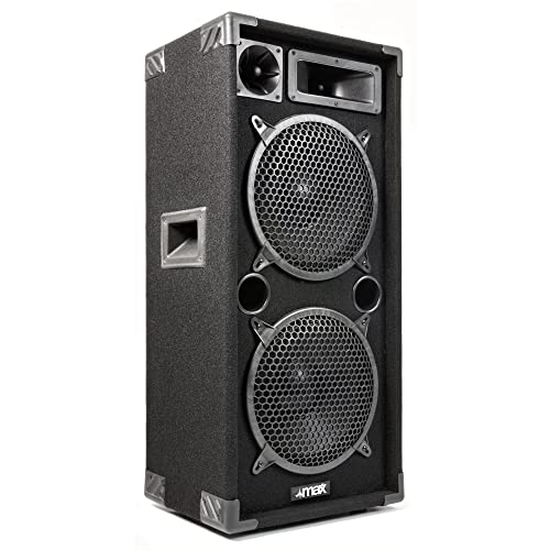 MAX210 Passive PA Lautsprecher, 1000 Watt Partybox mit Griffe, 2 x 10 Zoll Doppel-Tieftöner, Passiv, DJ Party Lautsprecher, Lautsprecherbox, Schwarz von MAX