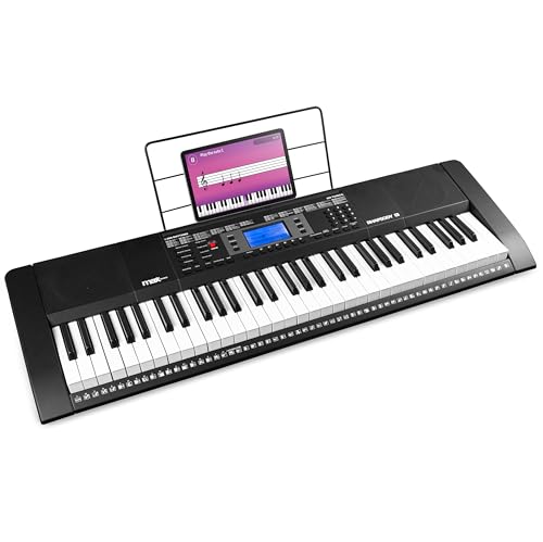 Max Rhapsody61 Keyboard Piano mit 61 Tasten - 600 Sounds & Rhythmen, LCD-Display, Lern-Funktion, Duo-Lautsprecher, MIDI, Kopfhöreranschluss – Perfektes E Piano Keyboard für Anfänger von MAX