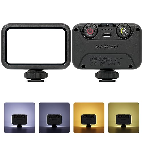 MAXCAM Bi-Color LED Videolicht auf Kamera, Beleuchtungsdauer 2 Stunden, Dimmbare 3200K-6700K und Helligkeits1080 Lumen, LED Fülllampe von MAXCAM