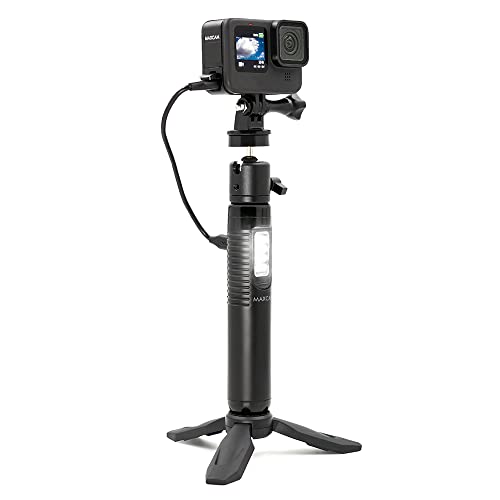 MAXCAM Zubehör-Set für GoPro HERO12/11/10/9, inkl. Batteriegriff + LED-Fülllicht + Stativ + Mini-Kugelkopf + Akkudeckel aus Aluminiumlegierung von MAXCAM