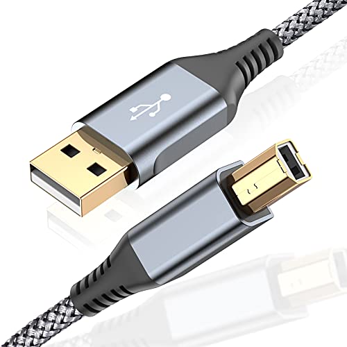 MAXGROUP USB Druckerkabel 2M, Scannerkabel USB 2.0 Typ B Kabel USB A auf USB B Druckerkabel PC Druckerkabel kompatibel mit HP, Dell, Canon, Epson, Lexmark, Xerox, Brother, Samsung, Pixma - Grey von MAXGROUP