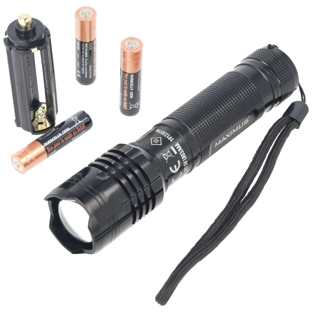 Zoom Fokus LED-Taschenlampe mit 5 Watt LED max. 535 Lumen, inklusive 3 AAA Duracell Batterien Zoom Fokus LED-Taschenlampe mit 5 Watt LED max. 535 Lumen, inklusive 3 AAA Duracell Batterien von MAXIMUS