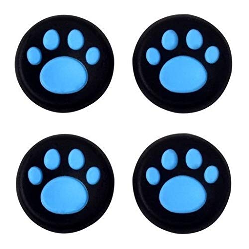 Silikon-Daumenkappe für Joysticks, Thumbsticks, für PS4, PS3, Xbox One, PS2, Xbox 360, Game-Controller (blaue Katze, Hundepfoten), 4 Stück von MAXKU
