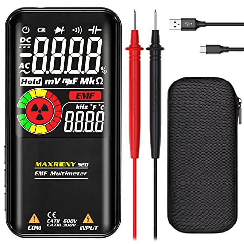 MAXRIENY Digital Multimeter Wiederaufladbar Voltmeter Messgerät Großes Display mit EMF Detektor 9999 Zählungen Smart Elektrisch Tester Messung Kapazität Widerstand Frequenz Diode Spannung Prüfgerät von MAXRIENY