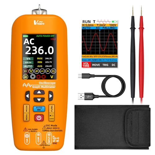 MAXRIENY Digitale Oszilloskop Multimeter 10Mhz Bandbreite Tragbare Oszilloskop 48MSa/s 6000 Count Multimeter True RMS Messung Strom Spannung Kontinuität Widerstand Diode NCV Kapazität Datenübertragung von MAXRIENY
