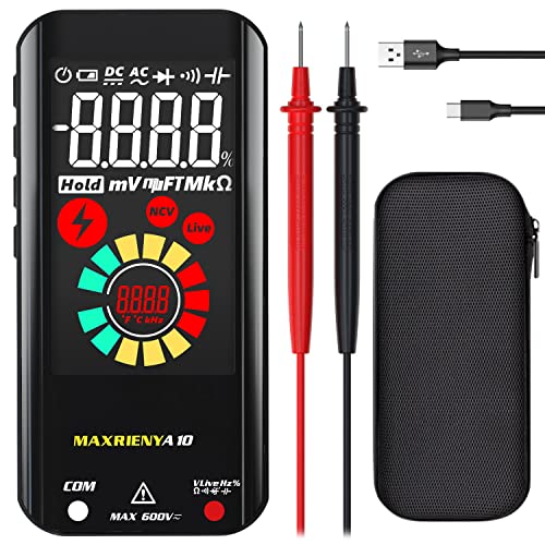 MAXRIENY Digitales Multimeter Voltmeter Elektrischer Tester Intelligent Wiederaufladbar Display mit 3 Ergebnissen 6000 Counts Ohmmeter Kapazität Diode Widerstand Frequenz Arbeitszyklus Spannungsprüfer von MAXRIENY