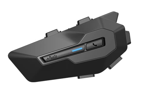 MAXTO Motorrad kommunikationssystem, MX2 2-Fahrer 1000M Helm Headset Bluetooth Motorrad mit Musikfreigabe, HiFi-Stereosound/FM-Radio/IPX6, Motorradhelm-Lautsprecher-Intercom-Headset (1 Pack) von MAXTO
