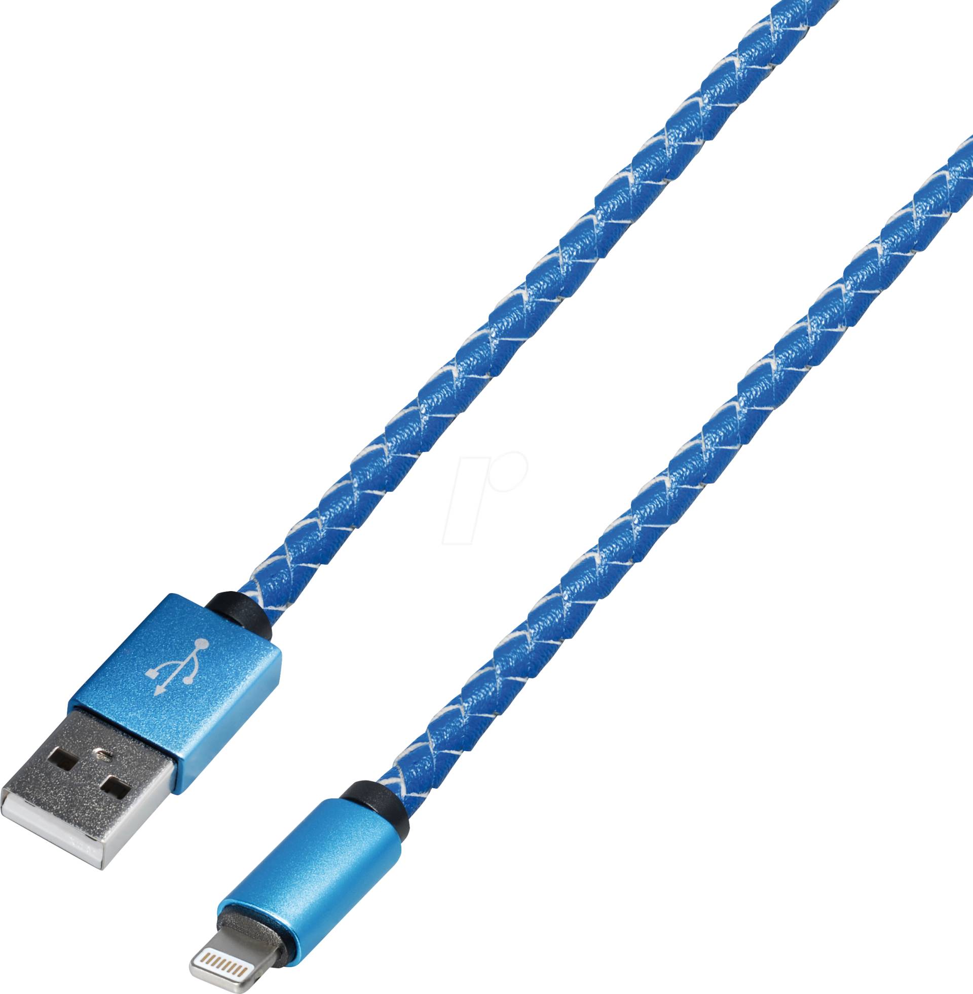 MATR M13L - Sync- & Ladekabel, USB A -> 8 pol, 1,0m, Leder, blau von MAXTRACK