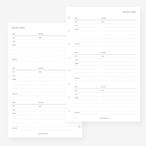 Doktorbesuchsplaner mit halben Buchstaben, 8-Disc-Agenda-Nachfüllpackung, für Levenger Circa Junior, Arc by Staples, TUL Junior, 14 x 21,6 cm von MAY PAPER CO.