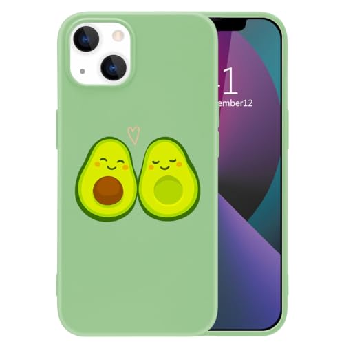 MAYCARI Süße Avocado-Handyhülle für iPhone 15, grüne Flüssigsilikon-Hülle, Cartoon-weiches Gel-Gummi, Ganzkörper-schützendes Mikrofaserfutter, stoßfeste Abdeckung von MAYCARI
