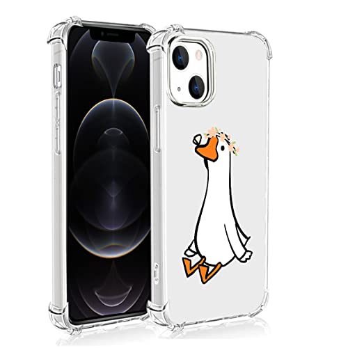 MAYCARI Süße Ente Handyhülle kompatibel mit iPhone 13 6,1 Zoll, klares Cartoon-Tier-Design, weiche TPU-Stoßfängerabdeckung und flexibler Ganzkörperschutz, stoßfeste Schale für Mädchen, Frauen, Kinder von MAYCARI