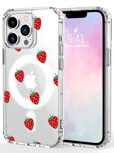 MAYCARI für iPhone 14 Pro max Hülle, Compatibel mit MagSafe, Magnetische Hülle mit niedlichem Erdbeere-Muster, Sturzschutz Case, Kratzfeste Rückseite handyhülle, Klar MAYCARI für iPhone 14 Pro max Hülle, Compatibel mit MagSafe, Magnetische Hülle mit niedlichem Erdbeere-Muster, Sturzschutz Case, Kratzfeste Rückseite handyhülle, Klar von MAYCARI