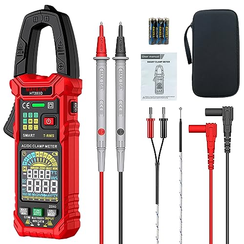 HT203D Intelligente Stromzange, Digital Strommesszange, Strommessgerät True RMS Zangenmultimeter misst AC/DC Spannung und Strom, NCV, Live, Kapazität, Widerstand, Temperatur, Dioden, Kontinuität von MAYILON