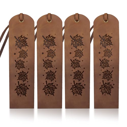MAYJOYDIY 4 Stück Ahornblatt Lesezeichen Aus Leder 5 × 18cm 5 Blätter Rindsleder Vintage Herbstblätter Leder Buchmarker Echte Handgefertigte Seitenmarker Für Geschenk Buchliebhaber Lesen MAYJOYDIY 4 Stück Ahornblatt Lesezeichen Aus Leder 5 × 18cm 5 Blätter Rindsleder Vintage Herbstblätter Leder Buchmarker Echte Handgefertigte Seitenmarker Für Geschenk Buchliebhaber Lesen von MAYJOYDIY
