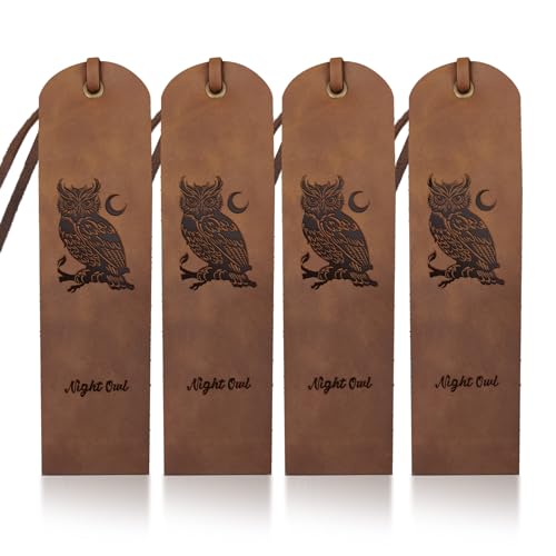 MAYJOYDIY 4 Stück Lesezeichen Aus Leder Mit Eulen Mond 5 × 18cm Nachteule Rindsleder Vintage Leder Echte Handgefertigte Seitenmarker Für Liebhaber Geschenk Buchliebhaber Lesen Bürobedarf MAYJOYDIY 4 Stück Lesezeichen Aus Leder Mit Eulen Mond 5 × 18cm Nachteule Rindsleder Vintage Leder Echte Handgefertigte Seitenmarker Für Liebhaber Geschenk Buchliebhaber Lesen Bürobedarf von MAYJOYDIY
