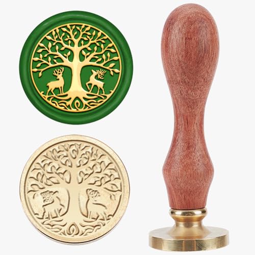 MAYJOYDIY Baum Des Lebens Wachssiegelstempel 25mm Hirsch Siegelstempel Vintage Abnehmbarer Messingstempelkopf Mit Holzgriff Für Hochzeitseinladung Umschlag Geburtstag Geschenk Dekoration MAYJOYDIY Baum Des Lebens Wachssiegelstempel 25mm Hirsch Siegelstempel Vintage Abnehmbarer Messingstempelkopf Mit Holzgriff Für Hochzeitseinladung Umschlag Geburtstag Geschenk Dekoration von MAYJOYDIY