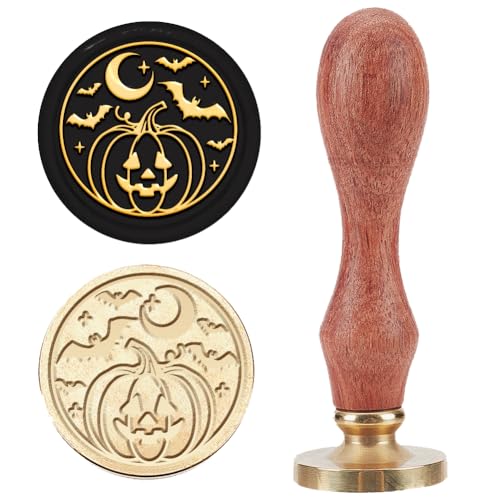 MAYJOYDIY Kürbis Fledermaus Wachssiegelstempel 25mm Halloween Teufelsgesicht Kürbis Siegelwachsstempel Abnehmbares Mond Stern Muster Messingkopf Holzgriff Für Karten Einladungen Geschenkverpackungen MAYJOYDIY Kürbis Fledermaus Wachssiegelstempel 25mm Halloween Teufelsgesicht Kürbis Siegelwachsstempel Abnehmbares Mond Stern Muster Messingkopf Holzgriff Für Karten Einladungen Geschenkverpackungen von MAYJOYDIY