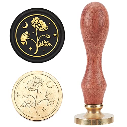 MAYJOYDIY Mohnblumen-Motiv Wachssiegel-Stempel 25 mm Mohnblumen Pflanzen Siegelwachs Mond Sternmuster abnehmbarer Messingkopf für Hochzeitsumschläge, Einladungen, Dekoration MAYJOYDIY Mohnblumen-Motiv Wachssiegel-Stempel 25 mm Mohnblumen Pflanzen Siegelwachs Mond Sternmuster abnehmbarer Messingkopf für Hochzeitsumschläge, Einladungen, Dekoration von MAYJOYDIY