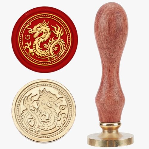 MAYJOYDIY Chinesischer Drache Wachssiegelstempel 25mm Tier Siegelstempel Vintage Abnehmbarer Messingstempelkopf Mit Holzgriff Für Hochzeitseinladung Umschlag Geburtstag Geschenk Dekoration MAYJOYDIY Chinesischer Drache Wachssiegelstempel 25mm Tier Siegelstempel Vintage Abnehmbarer Messingstempelkopf Mit Holzgriff Für Hochzeitseinladung Umschlag Geburtstag Geschenk Dekoration von MAYJOYDIY
