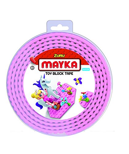 Mayka 34649 - Klebeband für Lego Bausteine, 2 m selbstklebendes Band mit 2 Noppen, rosa Bausteinband, flexibles Noppenband zum Bauen mit Legosteinen für Kinder ab 3 Jahre, wiederverwendbar von MAYKA