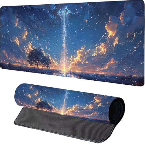 Blau Mousepad XXL 1600 x 800mm, Sternenhimmel Gaming Mauspad, Schreibtischunterlage mit Rutschfester Gummibasis, Gaming Mauspad Verbessert Präzision und Geschwindigkei, Mouse Pad für Pc Zubehör 5-6291 von MAYUPEOU